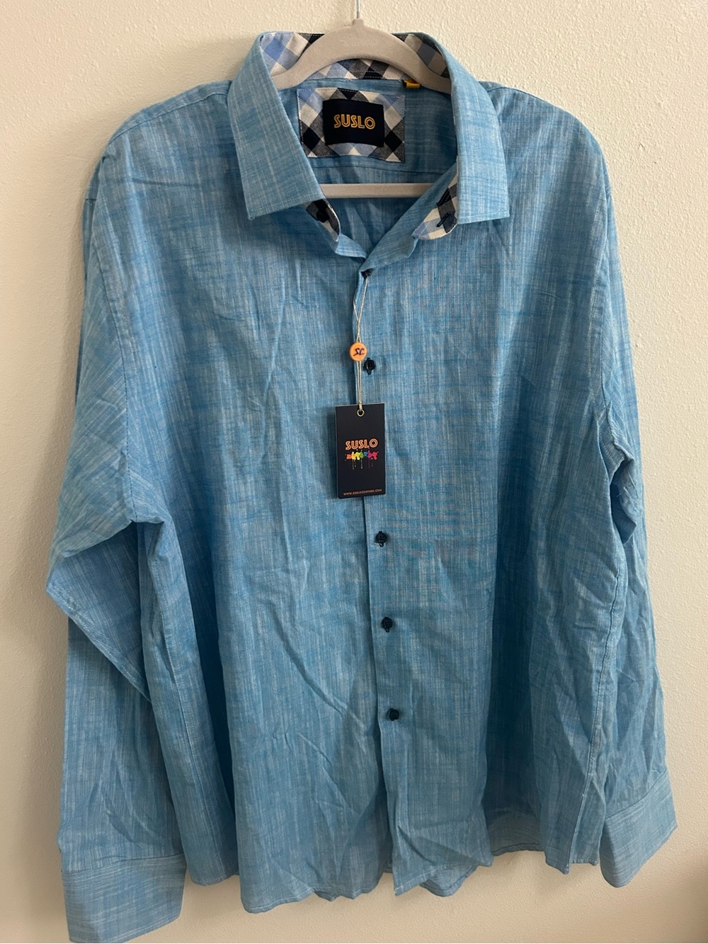 NWT Suslo Couture blue button down shirt